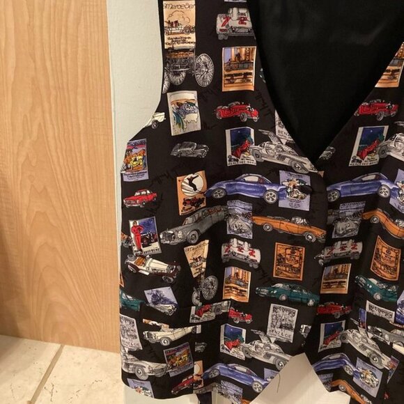 Nicole Miller Mercedes Benz 100% Silk Vest Car Rare 1995 Large L Excellent - Picture 5 of 8